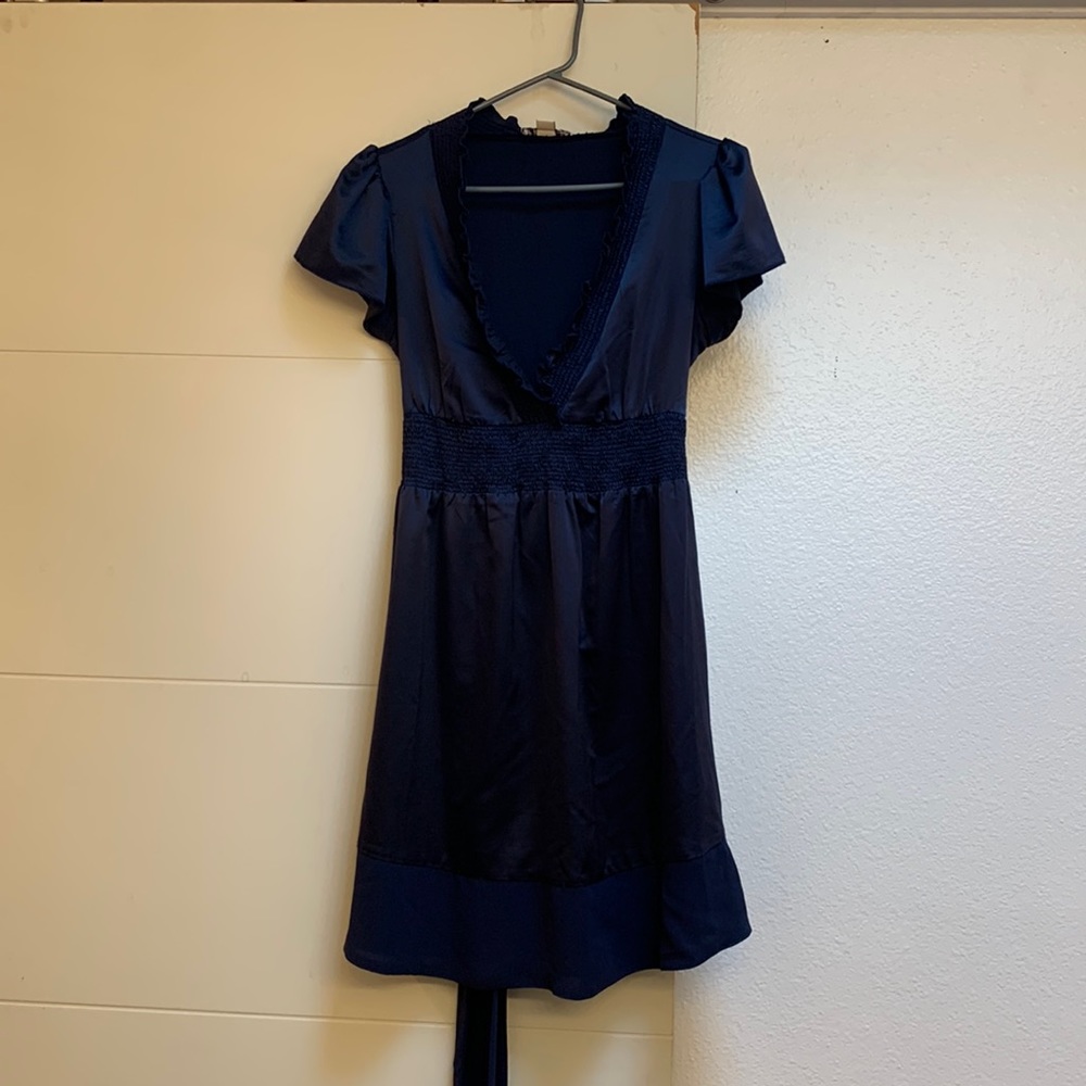Navy blue satin dress